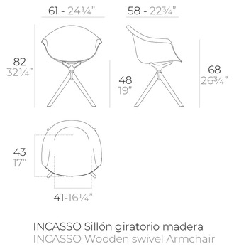 Размеры Полукресло Vondom Incasso Wood