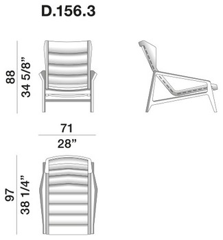 Размеры Кресло Molteni D.156.3