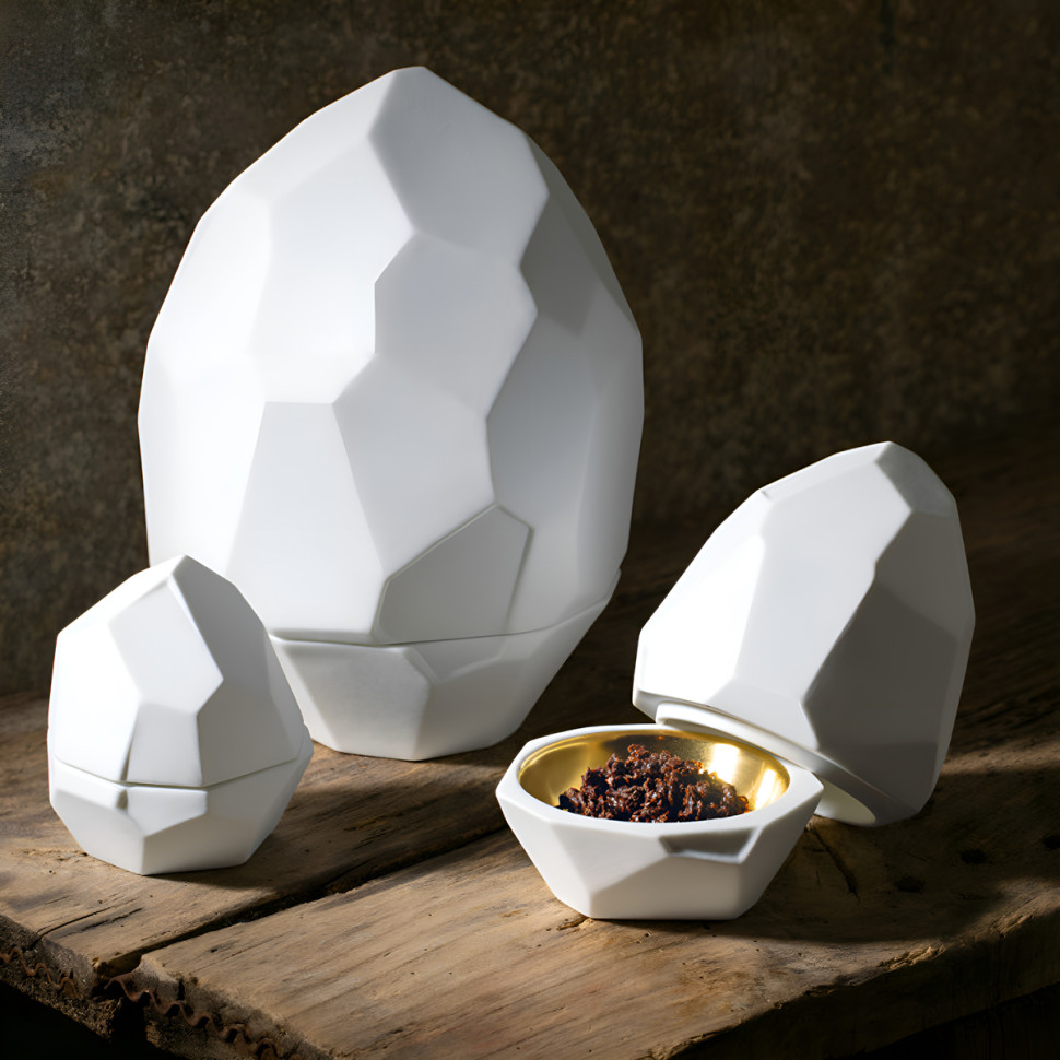 Менажница 1 секция Raynaud PEPITES PRECIEUSES Rock, высота 22 см, диаметр 14,7 см, белый, золотое дно, фарфор