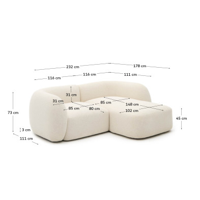 Модульный 2-местный диван La Forma Martina 230 x 179 x h76 см, цвета экрю