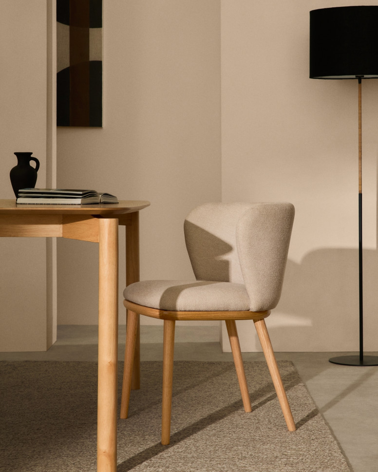 Стул La Forma Ciselia 51,5 x 55 x h74,5 см, бежевая синель, массив ясеня