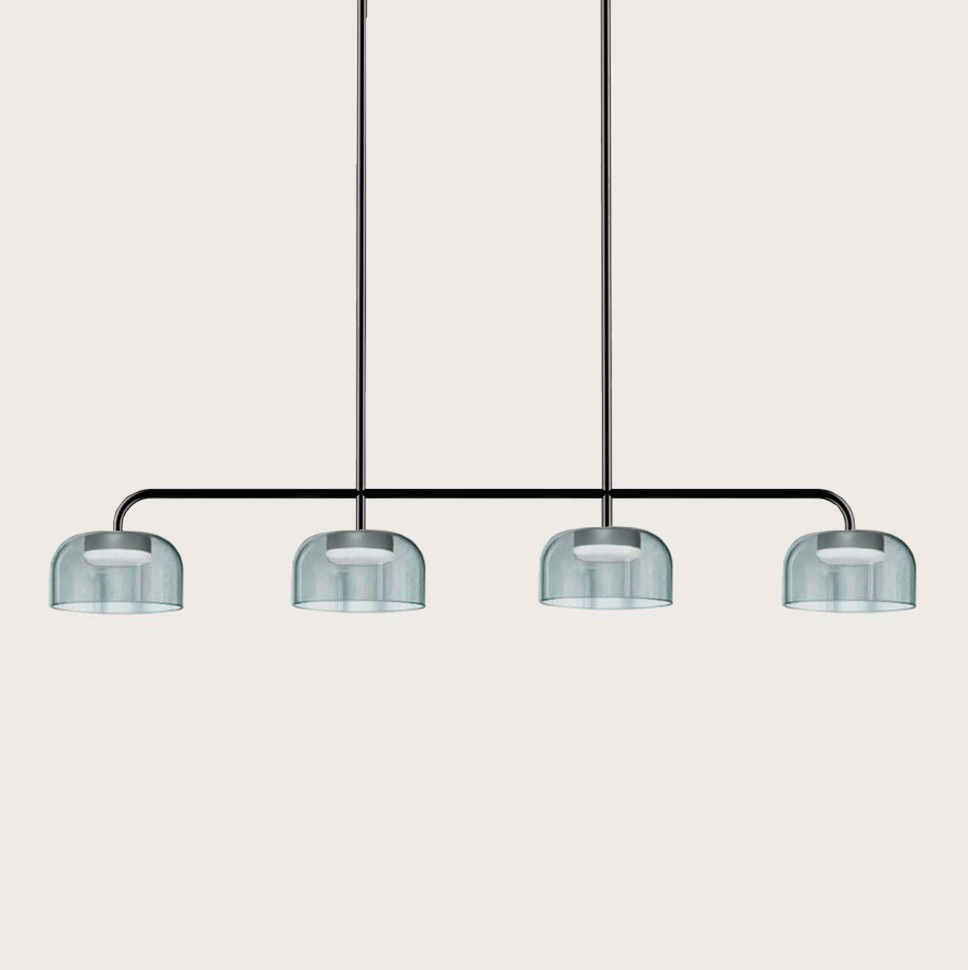 Подвесной светильник Aromas Del Campo Ipon 4L 110 x h143 см, чёрный металл, дымчато-синие плафоны