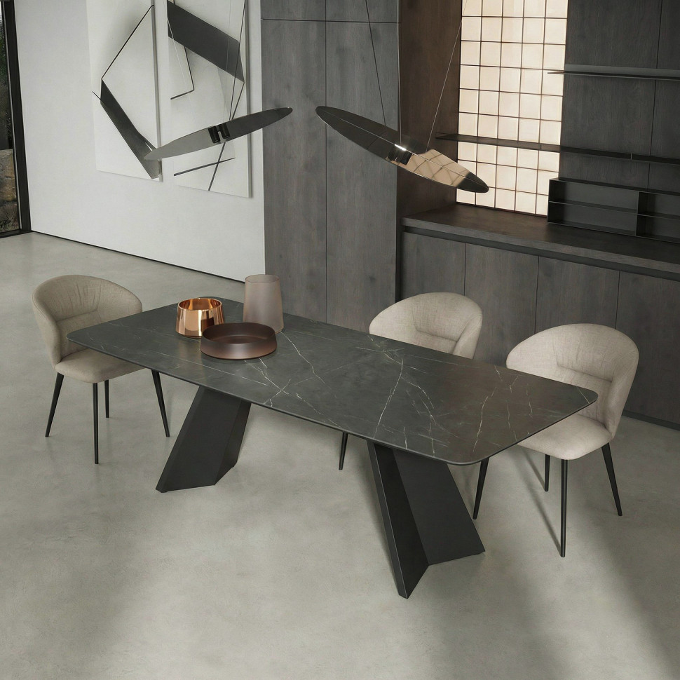 Обеденный стол Mod Interiors Toledo 180/260 x 90 x h76 см, стеклокерамика, чёрный металл