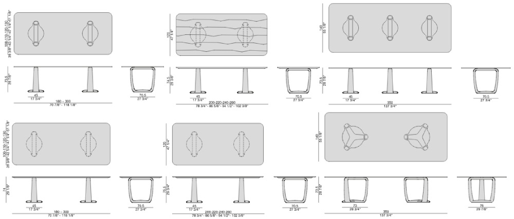 Размеры Стол Porada Saddle