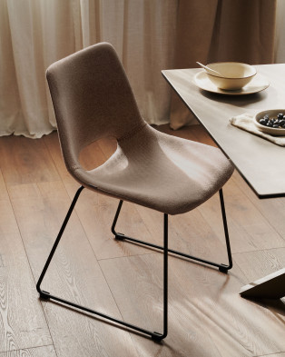 Стул La Forma Zahara 49 x 55 x h78 см, коричневый с чёрными стальными ножками