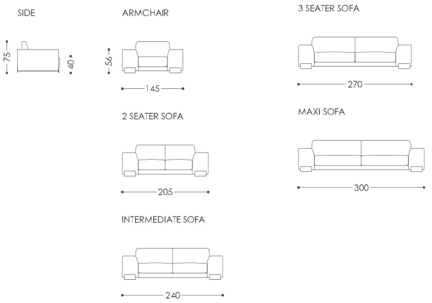 Размеры Диван Asnaghi Glen Размеры Диван Asnaghi Glen