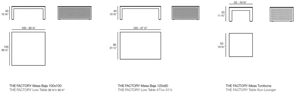 Размеры Журнальный стол Vondom The Factory