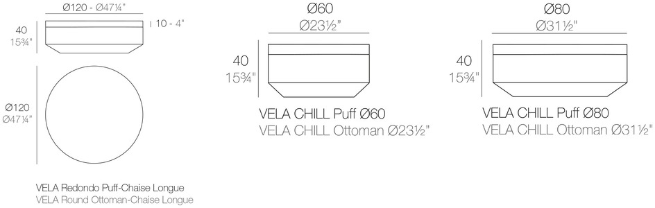 Размеры Пуф Vondom Vela Round