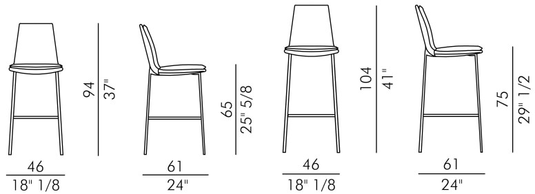 Размеры Барный стул Eforma Lara stool 4 gambe metallo