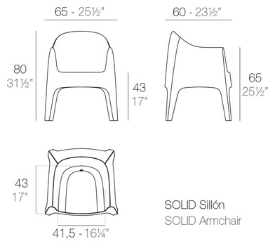Размеры Полукресло Vondom Solid