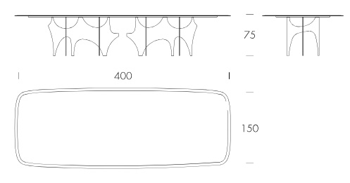 Размеры Стол Tonin Casa Gotham artistic glass