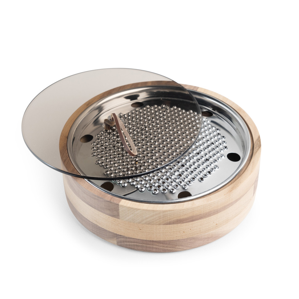 Терка для сыра с емкостью для хранения KNIndustrie BARI2.0, орех/закаленное стекло/нержавеющая сталь