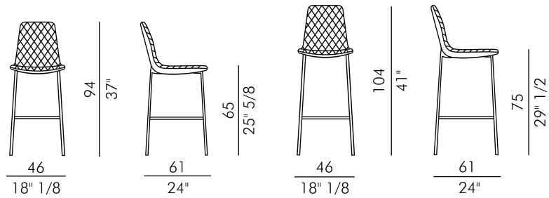 Размеры Барный стул Eforma Lenny stool 4 gambe metallo