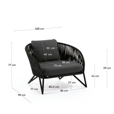 Кресло La Forma Branzie 90 x 80 x h77 см, чёрное