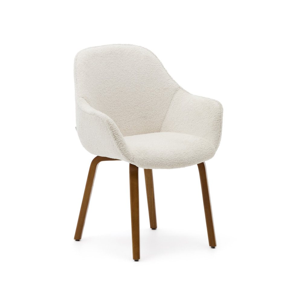 Стул La Forma Aleli 63 x 58 x h85 см, белая синель, ясень под орех