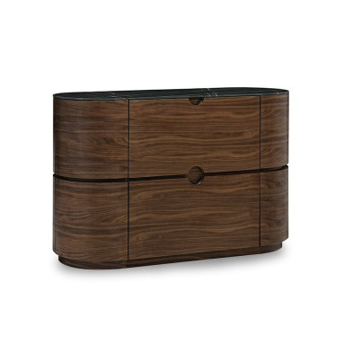 Комод Mod Interiors Tishina 135 x 55 x h86 см, натуральный шпон ореха, чёрная керамика