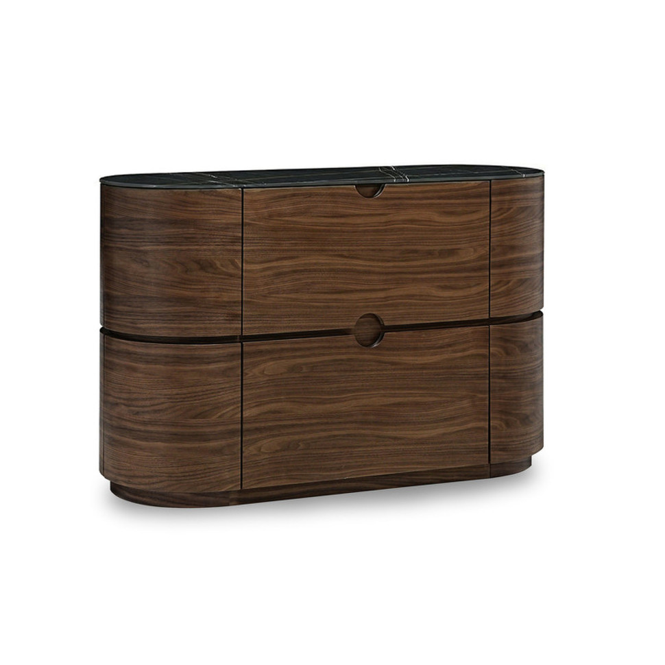 Комод Mod Interiors Tishina 135 x 55 x h86 см, натуральный шпон ореха, чёрная керамика