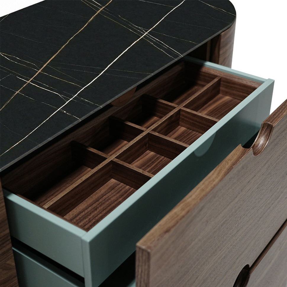 Комод Mod Interiors Tishina 135 x 55 x h86 см, натуральный шпон ореха, чёрная керамика - материал
