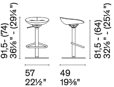 Размеры Барный стул Calligaris Palm CS2234 Размеры Барный стул Calligaris Palm CS2234