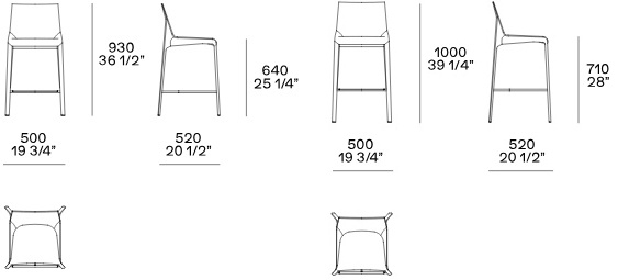 Размеры Барный стул Poliform Seattle Размеры Барный стул Poliform Seattle