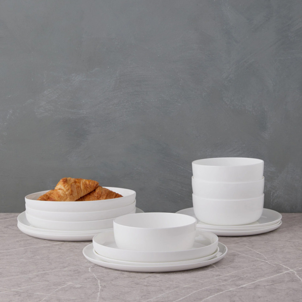 Комплект из 4-х тарелок для супа (средняя) Serax BASE, диаметр 20 см, h4.5 см, белый, фарфор