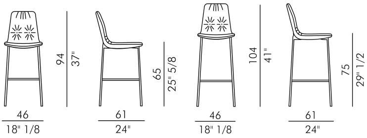 Размеры Барный стул Eforma Lisa stool 4 gambe metallo