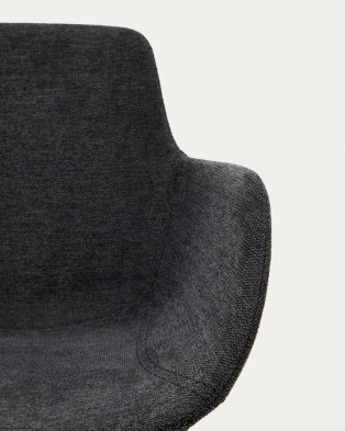 Поворотное рабочее кресло La Forma Tissiana 55 x 55,5 x h85 см, из тёмно-серой синели и чёрного матового алюминия