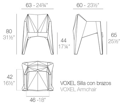 Размеры Полукресло Vondom Voxel