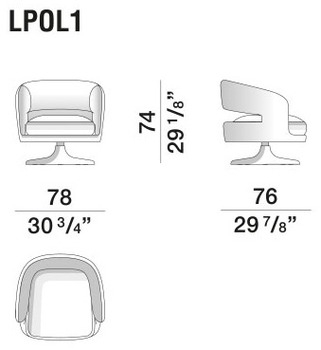 Размеры Кресло Molteni Linea