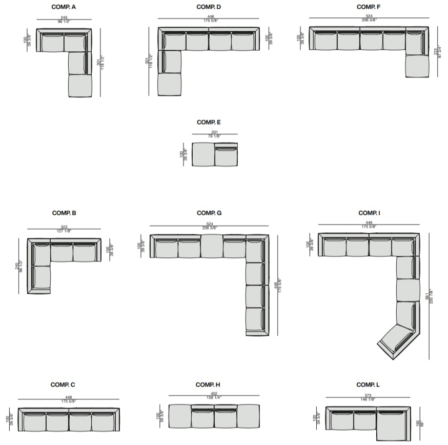 Размеры Диван Porada Kirk Размеры Диван Porada Kirk