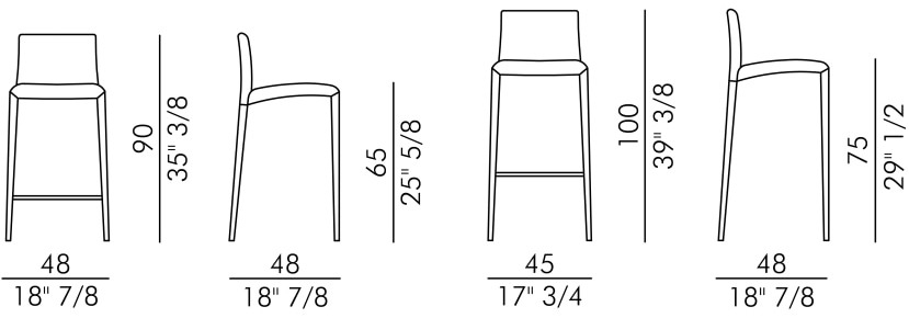 Размеры Барный стул Eforma Cindy stool 4 gambe