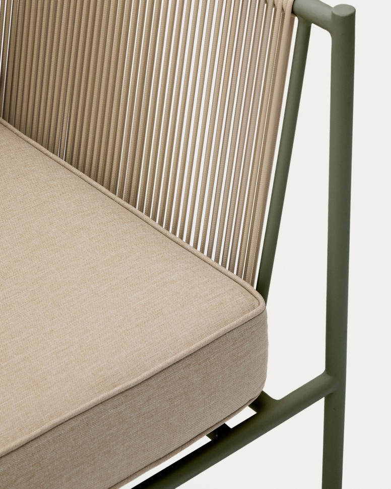 Кресло уличное La Forma Zivia 87 x 78 x h80 см, верёвка цвета экрю, зелёная сталь