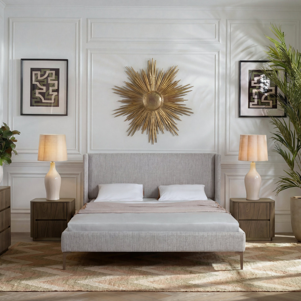 Кровать Fratelli Barri Bardi 194 x 212 x h121 см, в бежевых тонах, с решёткой - стиль