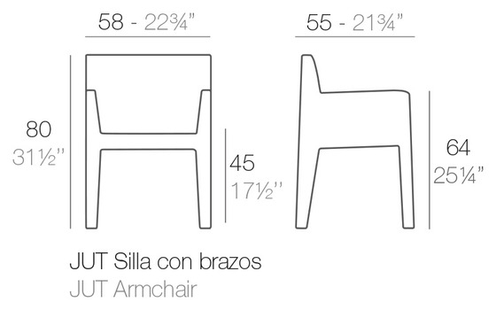 Размеры Полукресло Vondom Jut