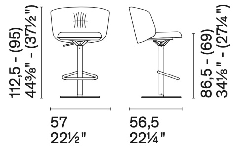 Размеры Барный стул Calligaris Sweel CS2229
