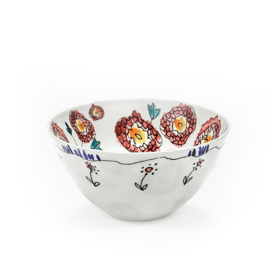 Салатник средний Serax Midnight Flowers, диаметр 22 см, синий, фарфор