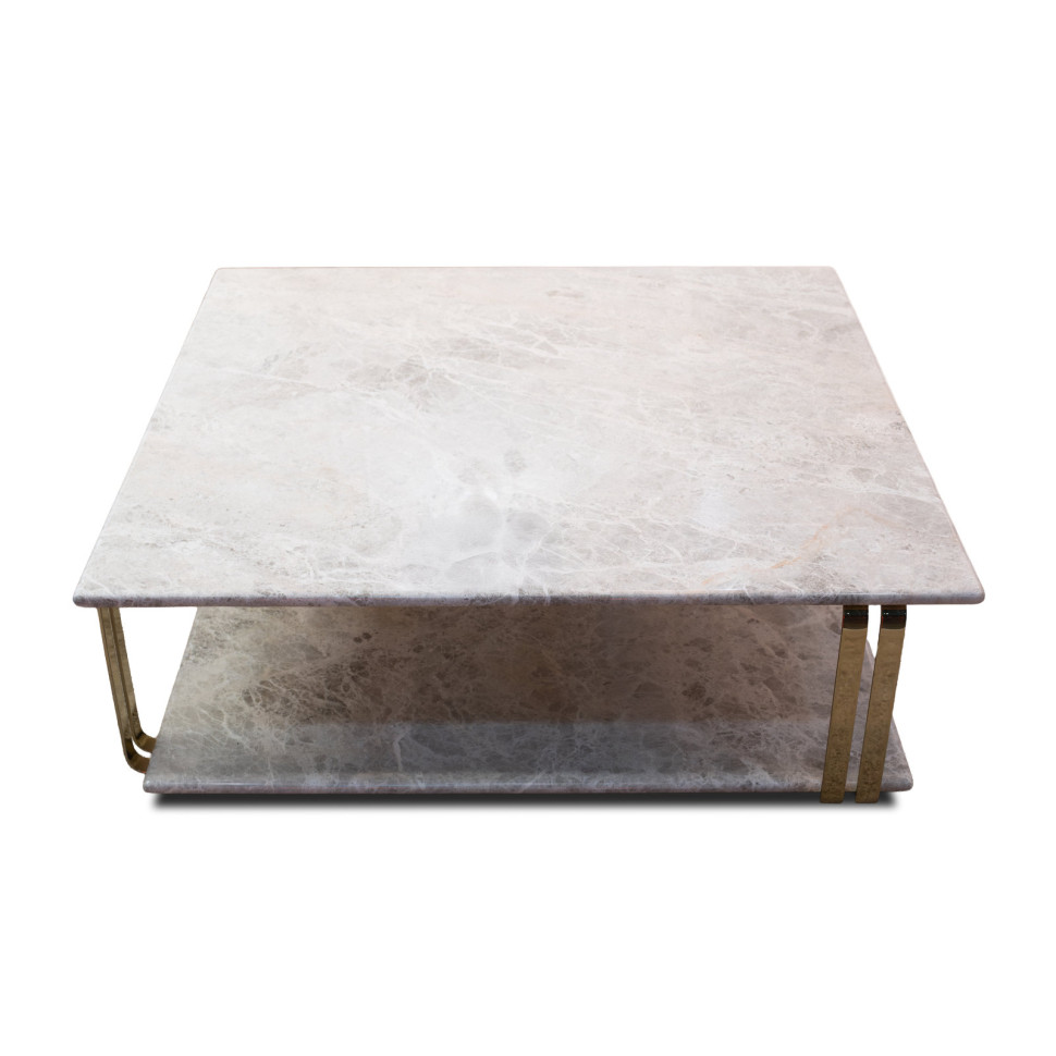 Журнальный столик Keoma Manuel 107 x 107 x h35 см, мрамор, с золотыми деталями - материал