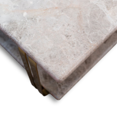 Журнальный столик Keoma Manuel 107 x 107 x h35 см, мрамор, с золотыми деталями