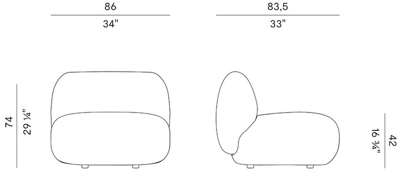 Размеры Кресло Potocco Jade 953/L