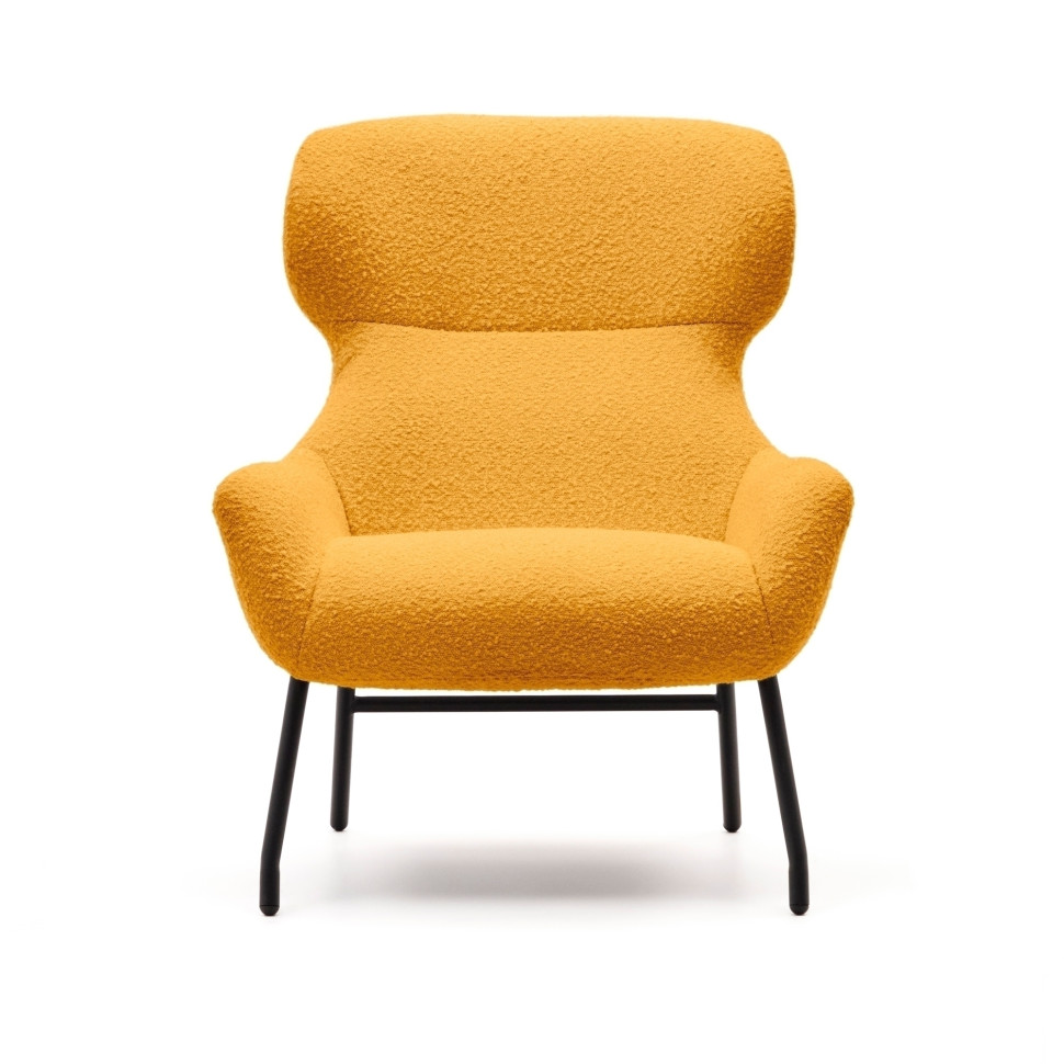 Кресло La Forma Belina 78 x 86 x h97 см, горчичный букле, чёрная сталь