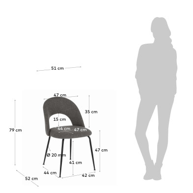 Стул La Forma Mahalia 51 x 52 x h79 см, тёмно-серый