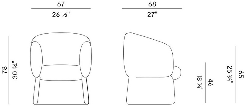 Размеры Кресло Potocco Jade 953/P