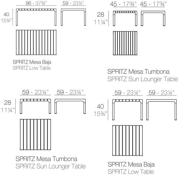 Размеры Журнальный стол Vondom Spritz Low