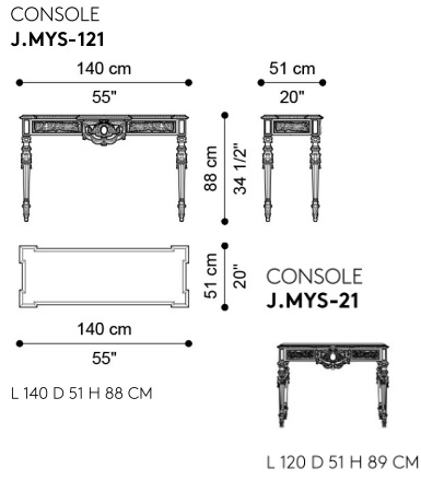 Размеры Консоль Jumbo Collection Mystere