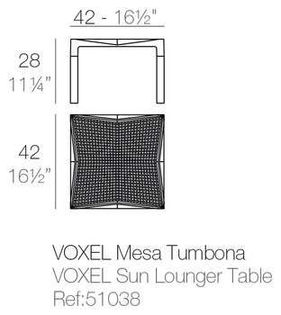 Размеры Приставной стол Vondom Voxel