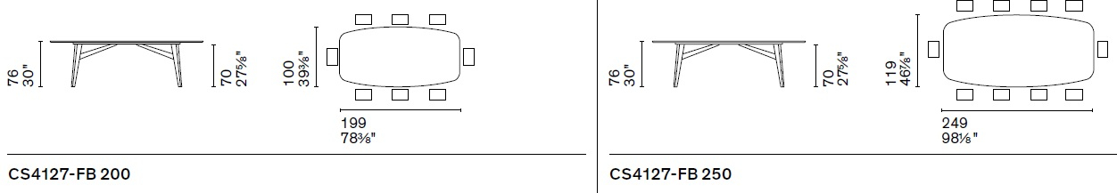 Размеры Стол Calligaris Abrey CS4127-fb-200/250