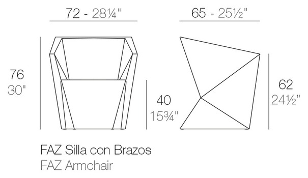 Размеры Полукресло Vondom Faz