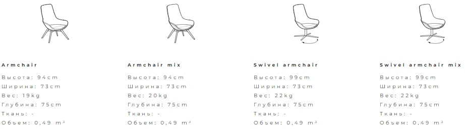 Размеры Кресло Ditre Italia Linear