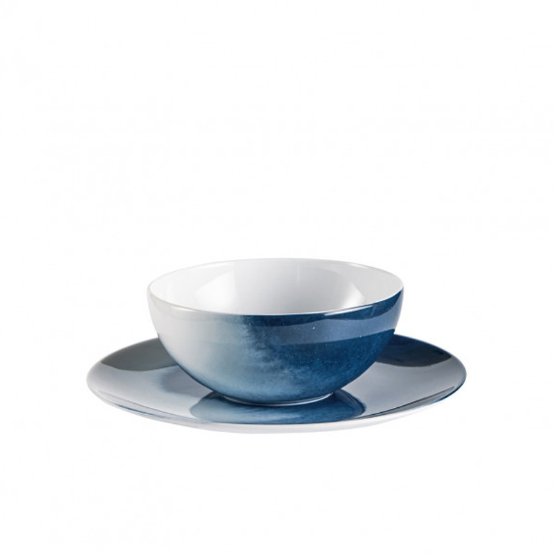 Пиала для чая Raynaud Abysses, диаметр 11,8 см, белый, аквамарин, фарфор