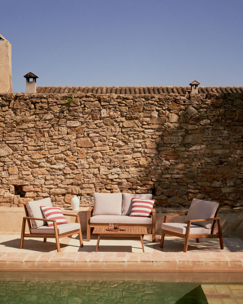 Комплект мебели для отдыха La Forma Frares 126 x 85 x h77 см, из массива акации, натуральный